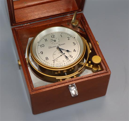 A ships chronometer, Thomas Mercer, St Albans, in mahogany case